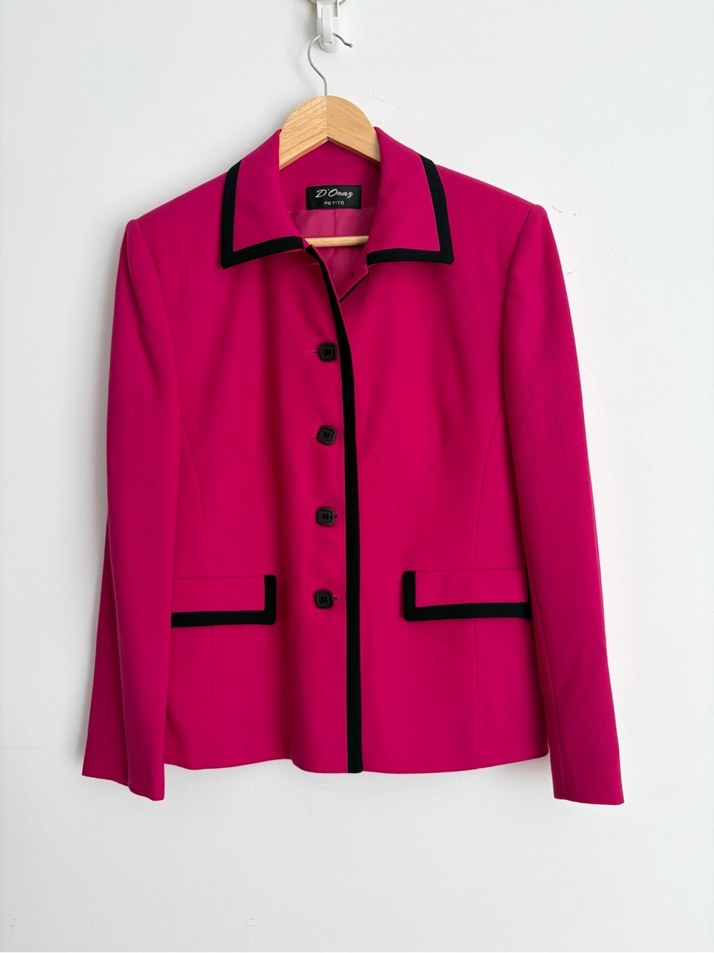 Vintage Fuchsia Wool Blazer Jackie O Barbiecore Mod S 10